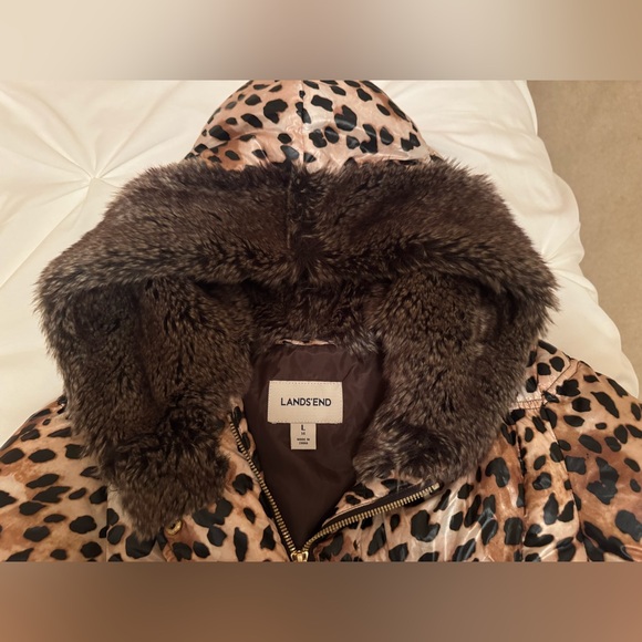 Lands' End Kids Puffer Coat in Leopard Print - Picture 7 of 14